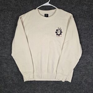 Vans Versa White Peace Sign Pullover Long Sleave Crewneck Size Large